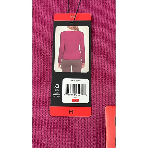 Banana Republic Womens Medium Ribbed Knit Top Red Long Sleeve Boat Neck NWT - Picture 11 of 12